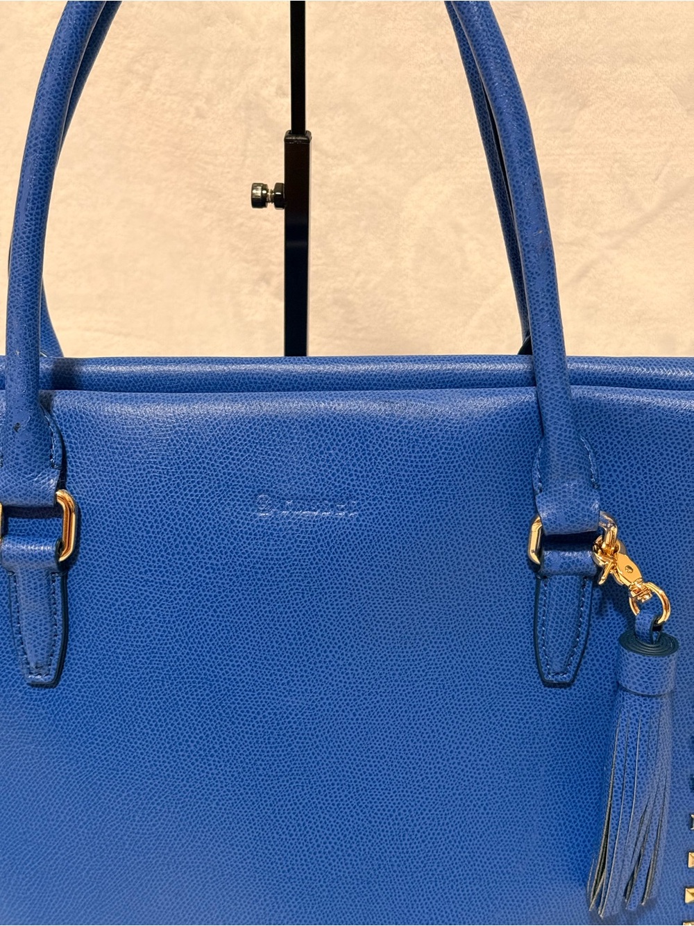Russet Studded Leather Tote Bag with Tassel - Picture 5 of 16